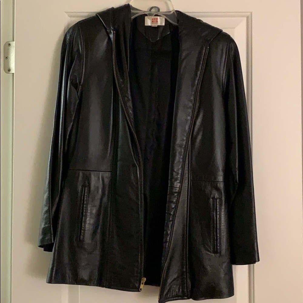 Red Kid 100% Genuine Leather Black Jacket
